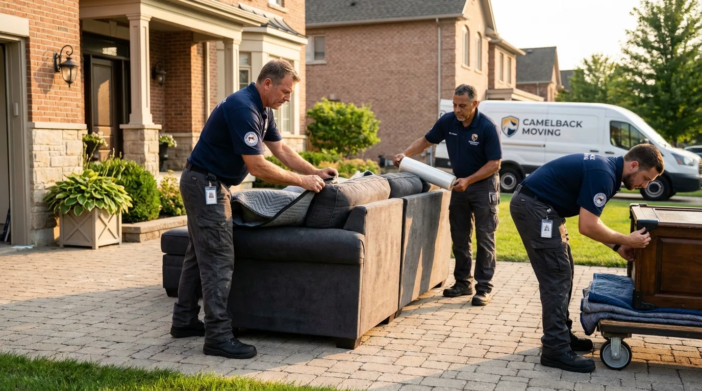 Large estate moving crew wrapping furniture in West Salem, OH