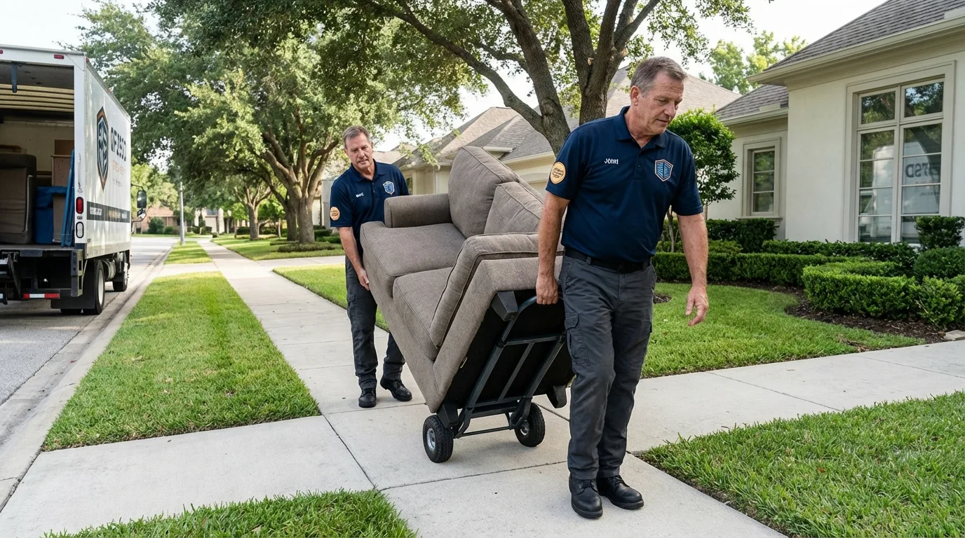 Local residential moving crew loading furniture in West Salem, OH